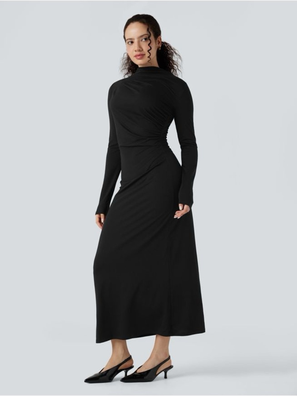 HALARA Mock Neck Long Sleeve Midi Dress size L Large NWOT